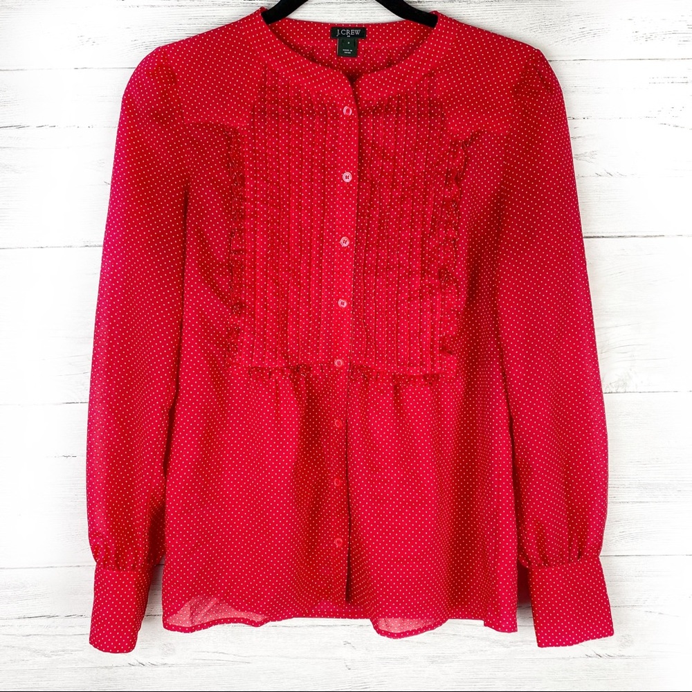 Red Polka Dot J. Crew Blouse